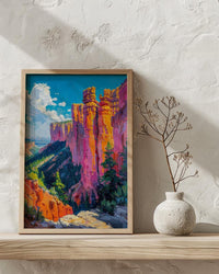 Bryce Canyon National Park Poster, Orange Hoodoo Rock Decor - Vibrant Summer Morning Landscape