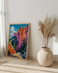 Bryce Canyon National Park Poster, Orange Hoodoo Rock Decor - Vibrant Summer Morning Landscape