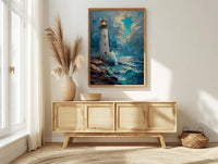 Acadia National Park Art Print, Maine Coast Lighthouse Decor - Crashing Ocean Wave Summer