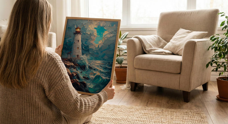 Acadia National Park Art Print, Maine Coast Lighthouse Decor - Crashing Ocean Wave Summer