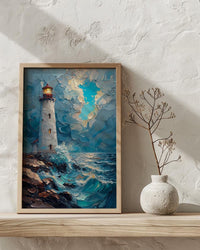 Acadia National Park Art Print, Maine Coast Lighthouse Decor - Crashing Ocean Wave Summer