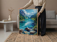 Lake Louise Canadian Rockies Poster, Emerald Green Water Decor - Bright Summer Mountain Landscape