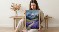 Mount Rainier Nature Art Print, Washington Wildflower Valley Decor - Purple Lupine Summer Bloom