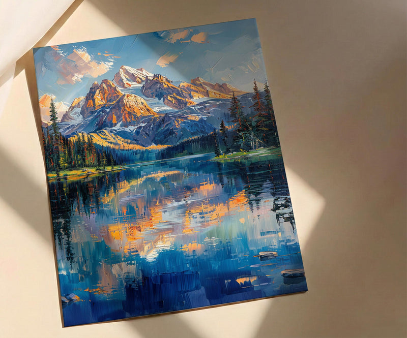 Grand Teton National Park Poster, Wyoming Mountain Lake Decor - Calm Summer Morning Landscape