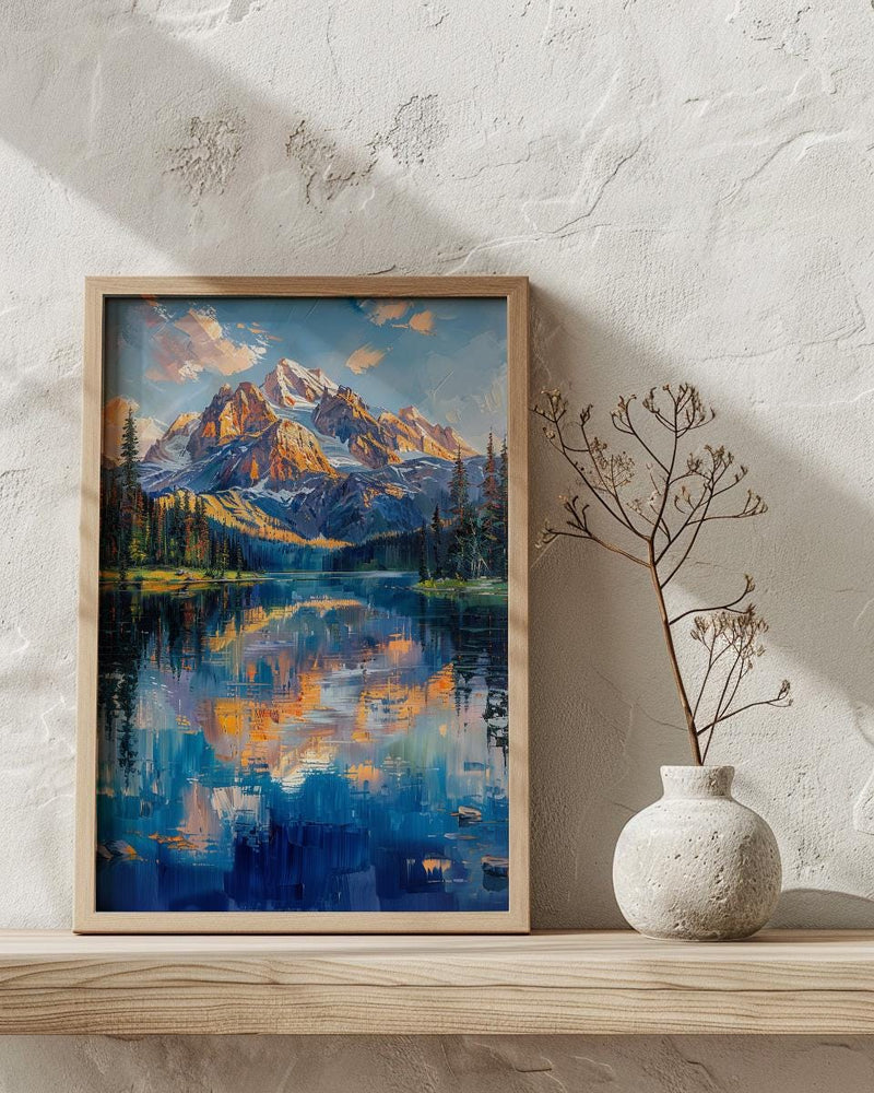 Grand Teton National Park Poster, Wyoming Mountain Lake Decor - Calm Summer Morning Landscape