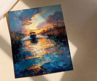 Florida Everglades Swamp Art Print, Tropical Green Nature Decor - Fast Airboat Summer Action
