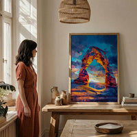 Arches National Park Wall Art, Utah Delicate Arch Decor - Bright Orange Sunset Landscape