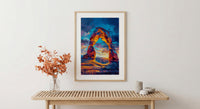Arches National Park Wall Art, Utah Delicate Arch Decor - Bright Orange Sunset Landscape