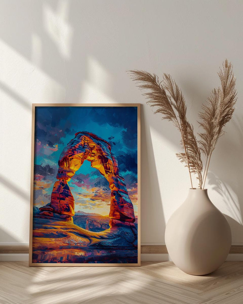 Arches National Park Wall Art, Utah Delicate Arch Decor - Bright Orange Sunset Landscape
