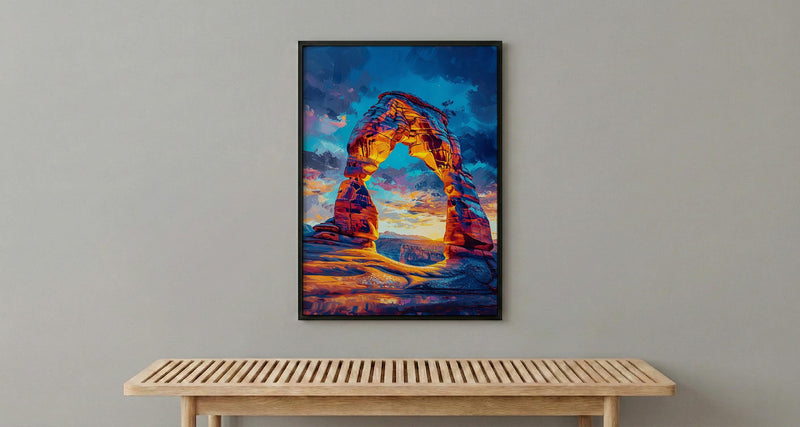 Arches National Park Wall Art, Utah Delicate Arch Decor - Bright Orange Sunset Landscape