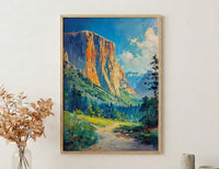 Yosemite National Park Art Print, Majestic El Capitan Nature Decor - Green Summer Valley