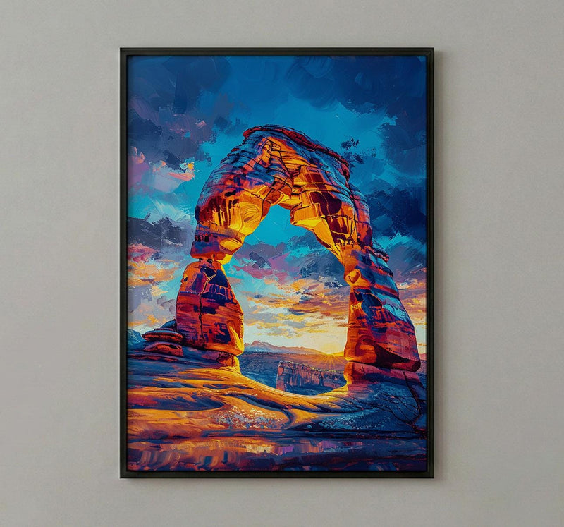 Arches National Park Wall Art, Utah Delicate Arch Decor - Bright Orange Sunset Landscape