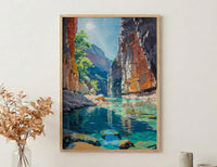 Zion National Park Wall Art, The Narrows Canyon Decor - Red Sandstone River Summer