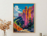 Bryce Canyon National Park Poster, Orange Hoodoo Rock Decor - Vibrant Summer Morning Landscape