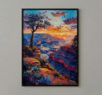 Grand Canyon Wall Art, Arizona Desert Travel Decor - Vibrant Orange Sunset Rock Formation