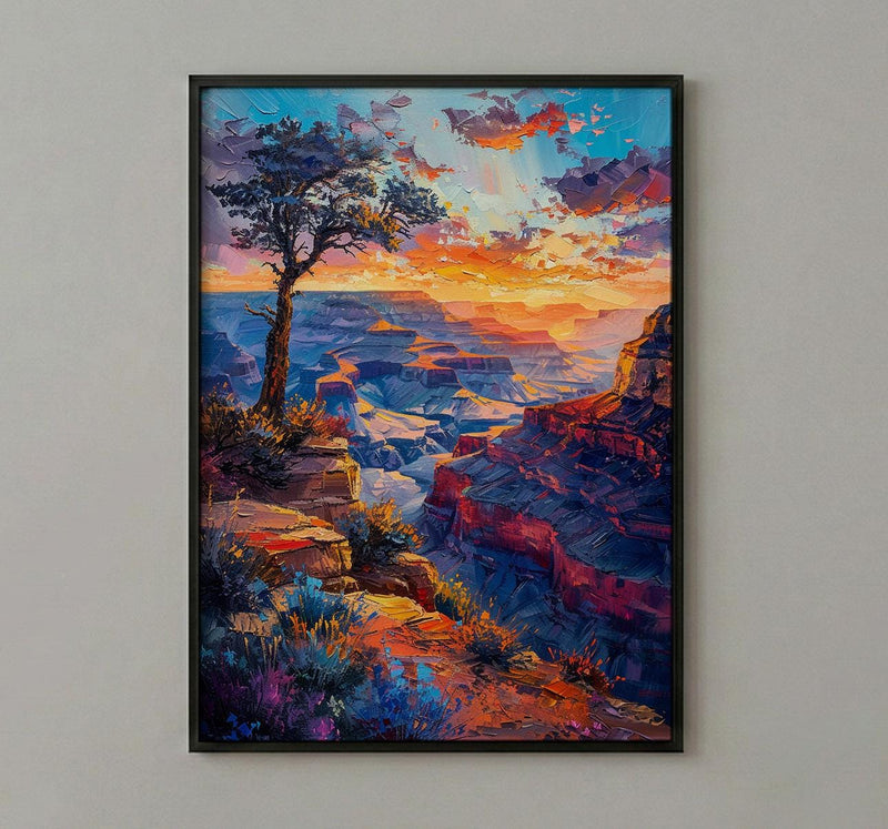 Grand Canyon Wall Art, Arizona Desert Travel Decor - Vibrant Orange Sunset Rock Formation