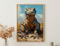 Komodo Dragon Poster, Indonesia Travel Decor - Rugged Island Art