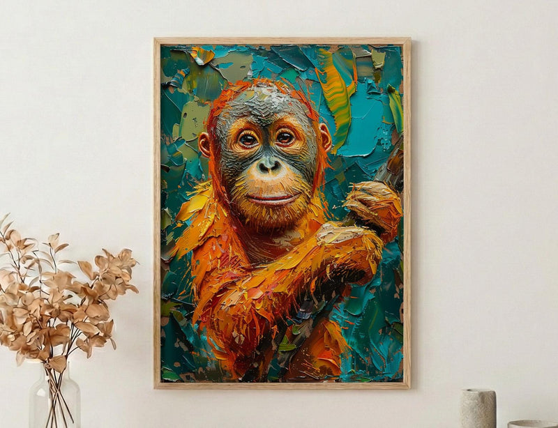 Orangutan Art Print, Borneo Jungle Decor - Tropical Canopy Poster