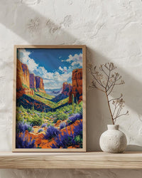 Sedona Red Rock Art Print, Arizona Desert Travel Decor - Green Agave Summer Landscape