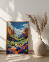 Sedona Red Rock Art Print, Arizona Desert Travel Decor - Green Agave Summer Landscape