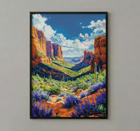 Sedona Red Rock Art Print, Arizona Desert Travel Decor - Green Agave Summer Landscape