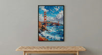Golden Gate Bridge Poster, San Francisco City Bay Decor - Clearing Summer Fog Landscape