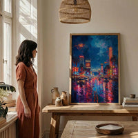 Las Vegas Strip Wall Art, Glowing Neon City Decor - Warm Summer Night Skyline