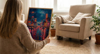Las Vegas Strip Wall Art, Glowing Neon City Decor - Warm Summer Night Skyline