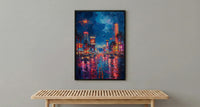 Las Vegas Strip Wall Art, Glowing Neon City Decor - Warm Summer Night Skyline