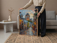 Quebec City Castle Poster, Historic Canadian Architecture Travel Decor - Cobblestone Street Summer View