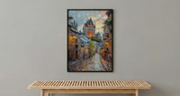 Quebec City Castle Poster, Historic Canadian Architecture Travel Decor - Cobblestone Street Summer View