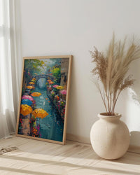 San Antonio River Walk Wall Art, Texas Travel Decor - Colorful Umbrella Summer Afternoon