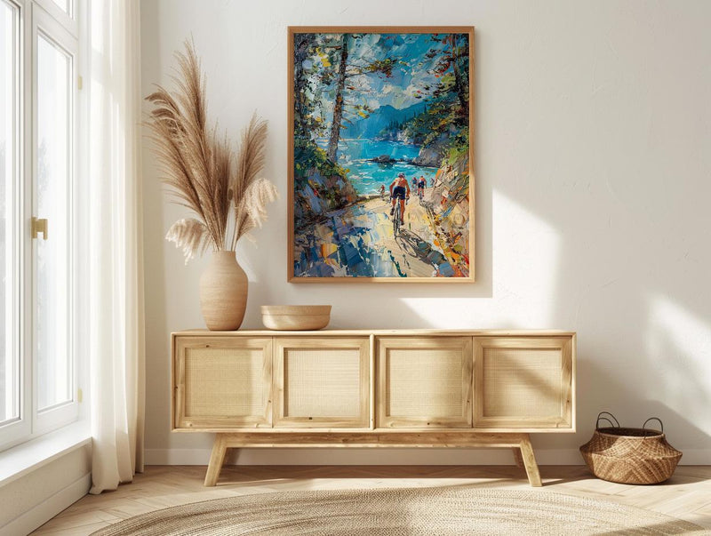 Vancouver Stanley Park Poster, Canadian Coastal City Decor - Lush Green Pine Summer View