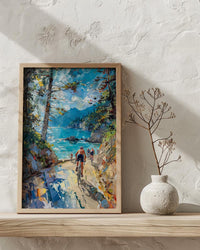 Vancouver Stanley Park Poster, Canadian Coastal City Decor - Lush Green Pine Summer View