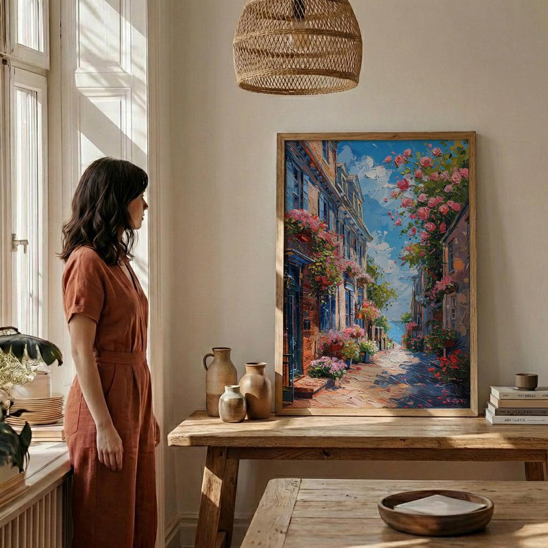 Philadelphia Elfreths Alley Wall Art, Historic American City Decor - Charming Brick House Summer
