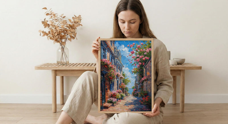 Philadelphia Elfreths Alley Wall Art, Historic American City Decor - Charming Brick House Summer