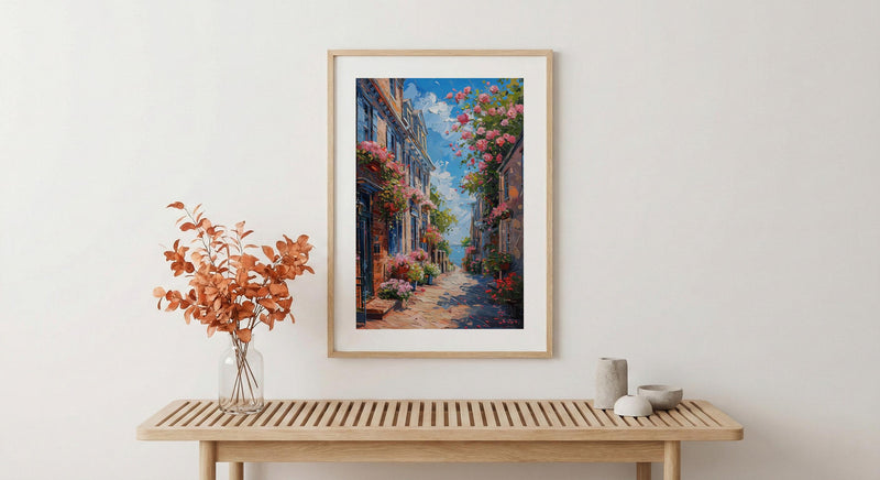 Philadelphia Elfreths Alley Wall Art, Historic American City Decor - Charming Brick House Summer