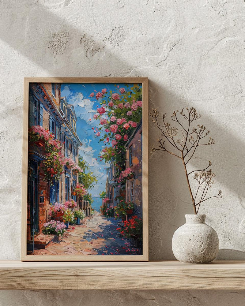 Philadelphia Elfreths Alley Wall Art, Historic American City Decor - Charming Brick House Summer