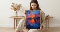 Toronto Skyline Sunset Wall Art, Canada Cityscape Home Decor - Calm Lake Water Reflection