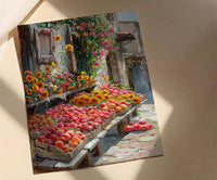 California Farmers Market Art Print, Fresh Summer Fruit Decor - Colorful Strawberry Sunflower Stand