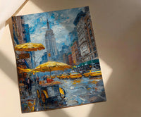 New York City Street Wall Art, Classic Food Cart Decor - Yellow Umbrella Summer Scene