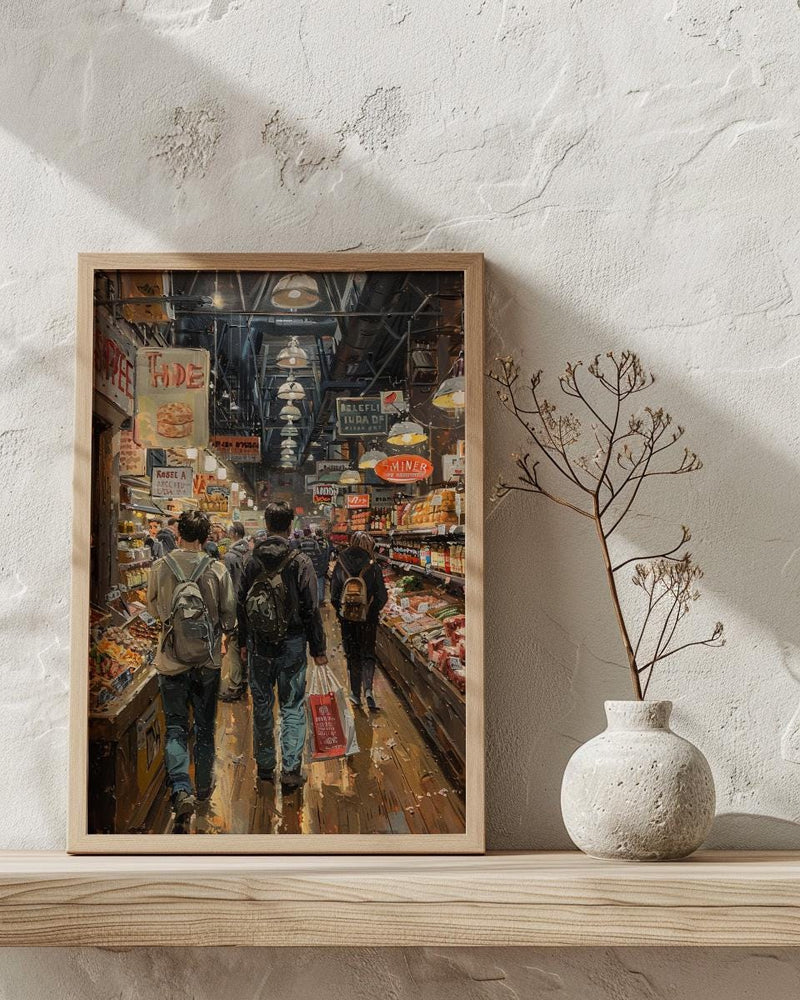 Philadelphia Reading Terminal Art Print, Indoor Food Market Decor - Warm Glowing Summer Light