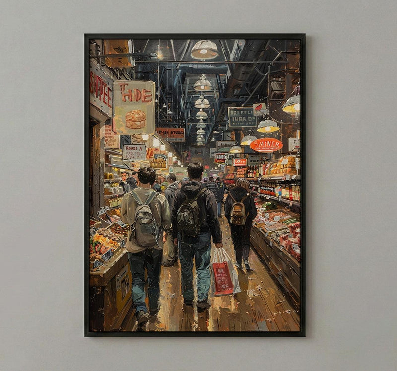 Philadelphia Reading Terminal Art Print, Indoor Food Market Decor - Warm Glowing Summer Light