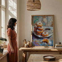 New Orleans Cafe Wall Art, French Quarter Food Decor - Sweet Beignet Summer Morning