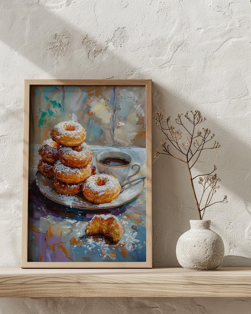 New Orleans Cafe Wall Art, French Quarter Food Decor - Sweet Beignet Summer Morning