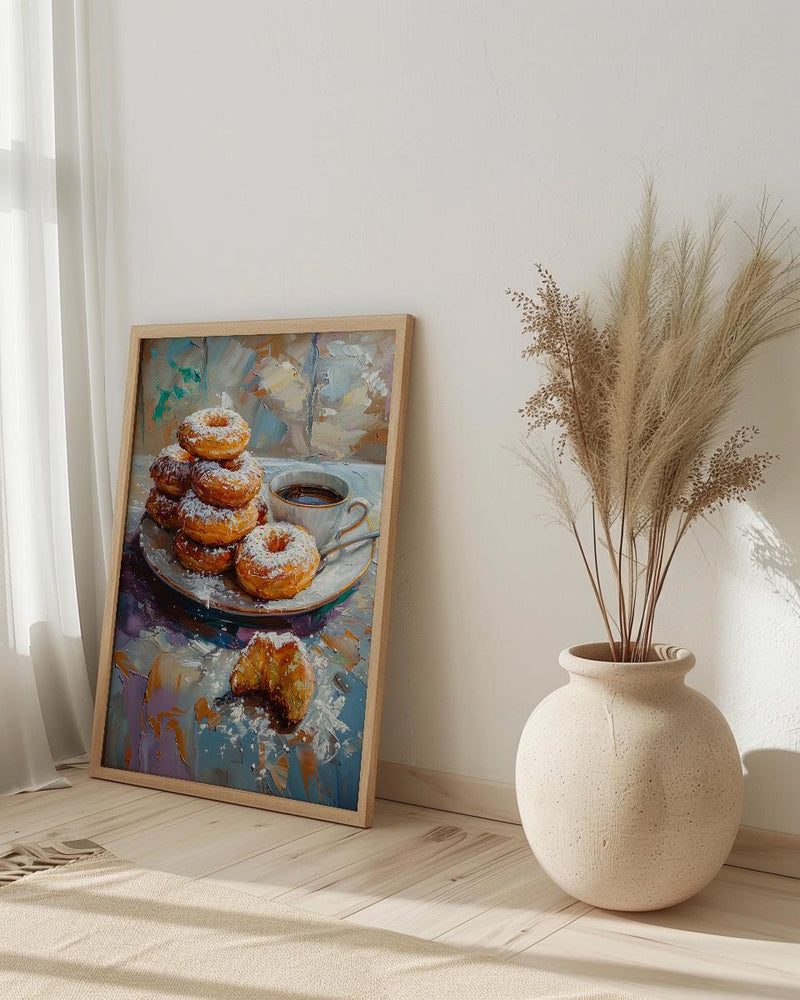 New Orleans Cafe Wall Art, French Quarter Food Decor - Sweet Beignet Summer Morning