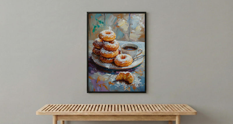 New Orleans Cafe Wall Art, French Quarter Food Decor - Sweet Beignet Summer Morning