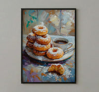 New Orleans Cafe Wall Art, French Quarter Food Decor - Sweet Beignet Summer Morning