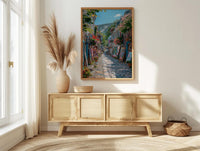 Quebec City Art Market Print, Historic Canadian Street Decor - Colorful Easel Summer View