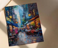 New York Chelsea Market Wall Art, Rustic Brick Food Decor - Vintage Light Summer Crowd